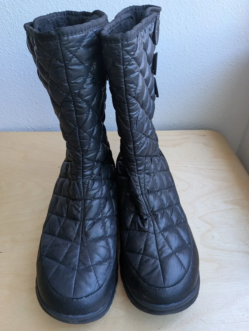 The North Face ThermoBall Eco Button Up Winter Boots Black Quilted Women's 8